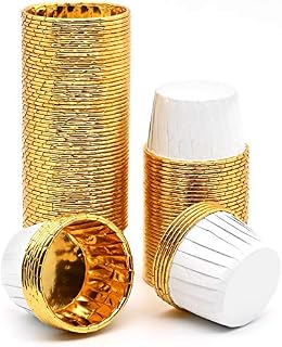 100Pcs Cupcake Cases, Foil Baking Cups Paper Wrappers, Cake Muffin Liners, Standard Paper Baking Cups for Christmas Birthday Wedding Holiday Party Muffins Pastry Molds (White)