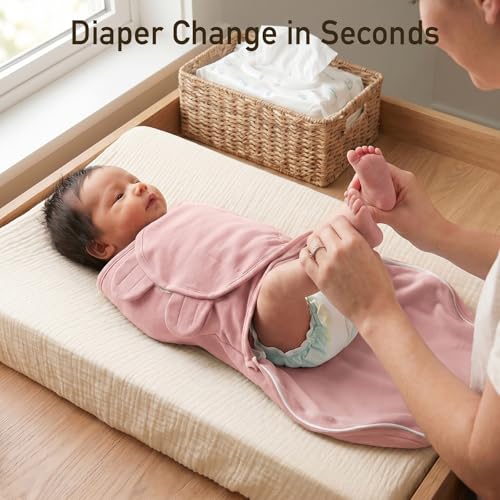 Image of GLLQUEN BABY Newborn Swaddles with Zipper, 0-3 Months, Adjustable Hook&Loop | 3-Pack, Baby Girl Swaddles Organic Cotton Womb-Like Nursery Swaddling Blanket reduces startle reflex, Soft & Skin-Friendly