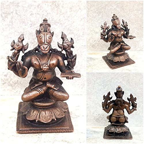 Image of Copper Idols India, 2.9 inches, Handmade Lord Hayagriva, 250 Grams, Patina Antique Finish, Pack of 1 Piece