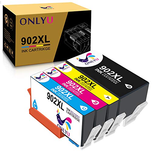 ONLYU Compatible Ink Cartridge Replacement for 902XL 902 XL to use with OfficeJet Pro 6968 6958 6962 6954 6960 6970 6979 6978 6975 (Black, Cyan, Magenta, Yellow, 4 Pack)