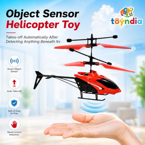 Image of Remote Control Helicopter for Kids with Hand Sensor Auto-Lift & LED Lights | USB Rechargeable RC Flying Helicopter Toy with Up & Down Control | Outdoor Gift for Boys & Girls (Random Colors)