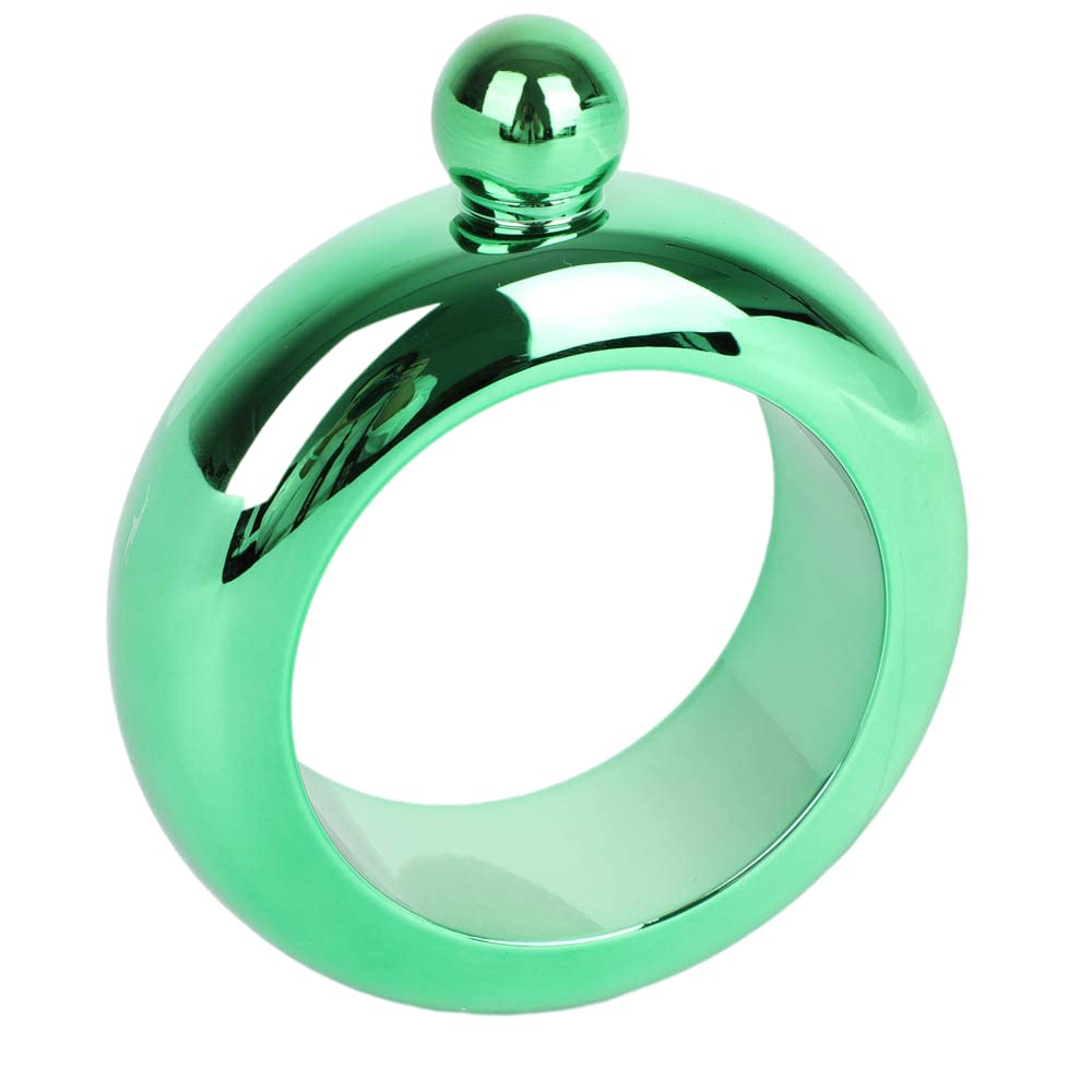 3.5oz Flask Hip Bracelet Bangle Alcohol Whisky Liquor Jewelry Stainless Steel for Party Queen (Green)