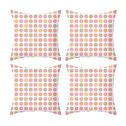 Lieson Kissenbezüge Sofakissen 50x50 4er Set, Dekokissenhülle Polyester Punkt Muster Kissenbezug Kissenhülle Dekokissen für Sofa Gartenbett Couch Kissen, Rosa Grau