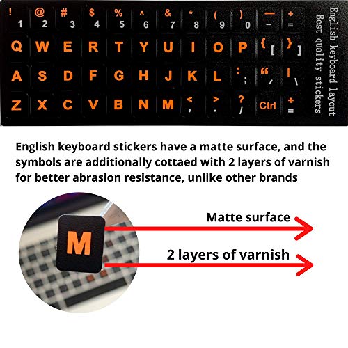 3PCS Pegatinas para Teclados Inglés Impermeables Naranja miniatura 4