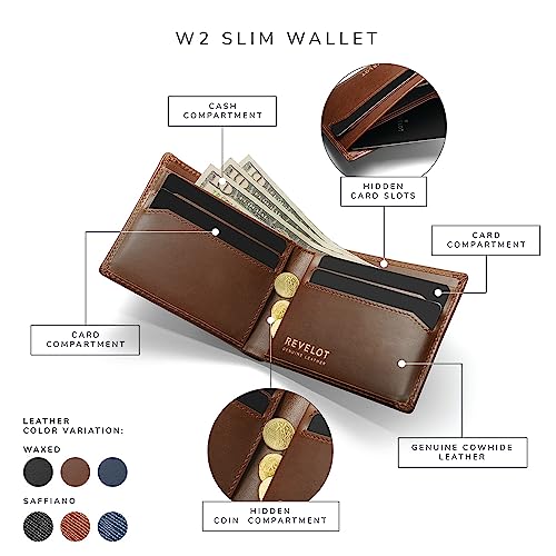 Classic Slim Wallet/Genuine Leather with RFID Blocking / W2 (Blue Saffiano)3