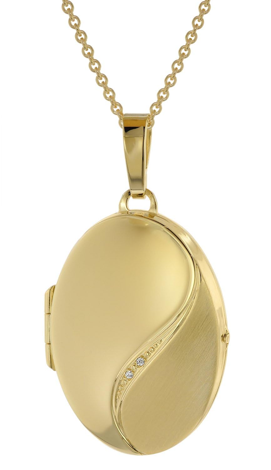 trendor Halskette mit Medaillon-Anhänger Silber 925 gold plattiert 39660