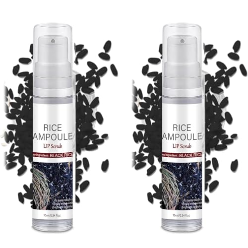 Black & White Rice Lip Scrub & Oil Duo, Juego de Cuidado de Labios Exfoliante Suave, Exfoliante de Labios 2 en 1 Y Aceite Nutritivo, Fórmula Hidratante, Todo Tipo de Piel (B)