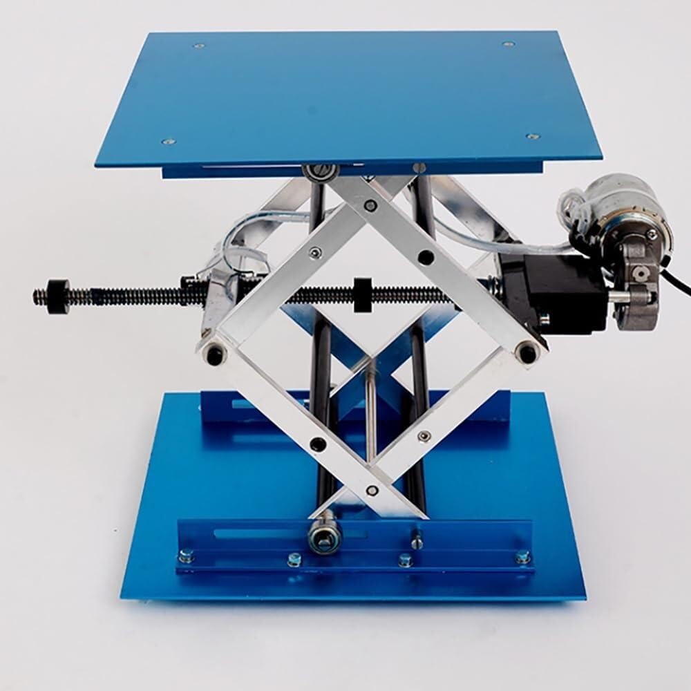 Plataforma elevadora eléctrica, construcción de óxido de aluminio, rango de altura 90-365 mm, capacidad de carga de 30 kg, encimera compacta de 250 mm x 250 mm para laboratorio e industrial