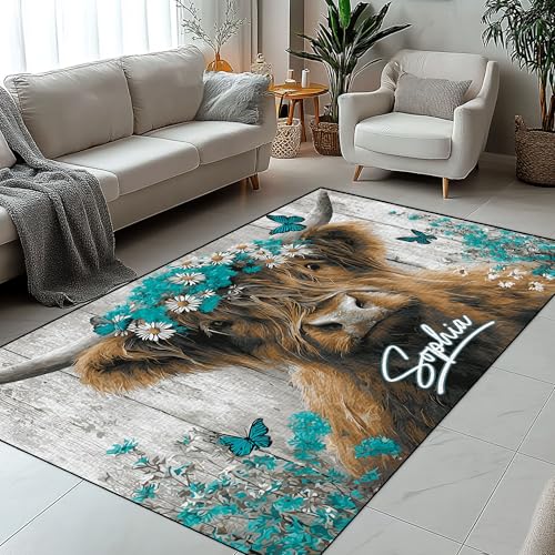 Tapete Decorativo Highland Cow Personalizable 72x48 in miniatura 1