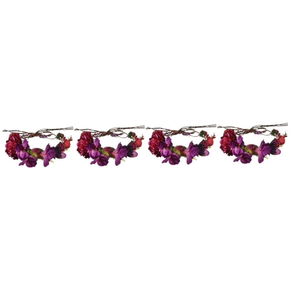 Beaupretty 4 Piezas Bridal Diadema De Flores De Novia De Flores Para El Cabello Diadema De Flores Moradas Diadema De Flores De Playa Cabeza De Flor Tela Boda Dama De Honor