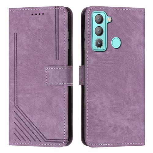 Coque Tecno Pop 5 LTE anti-chute avec support portefeuille couleur violet
