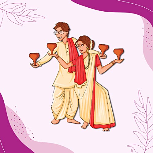 Image of Bhai Please Bengali Traditional Couple Theme Fridge Magnet - Couple Gift