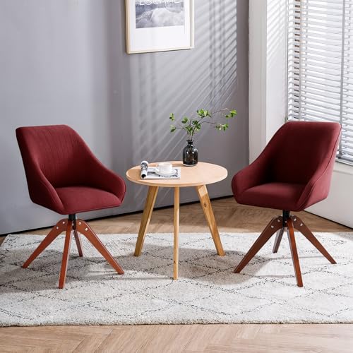 Sillón giratorio moderno tela rojo miniatura 4