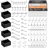 INCLY 120PCS Pegboard Accessories Organizer Kit, Peg Board Hooks Assortment with Bins for Organizing Various Tools, Fit 1/8 or 1/4 inch Pegboard for Hanging Storage, Garage Wall Attachments