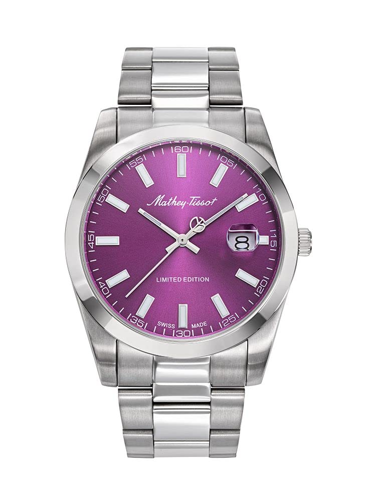 Mathey-Tissot Stainless Steel Purple Dial Limited Edition Analog Watch For Men - H451Pu, Band Color-Silver (B09YRM3KHB) Amazon Price History, Amazon Price Tracker