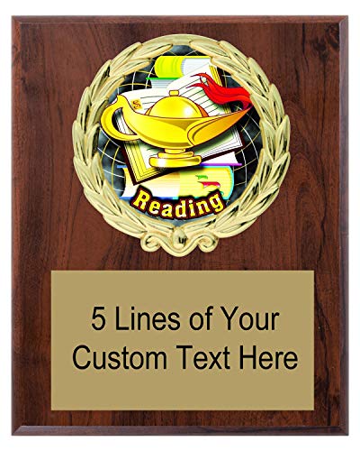 Express Medals 5x7 Cherry Color Reading Plaque Award Trophy with Engraved Plate FCL424