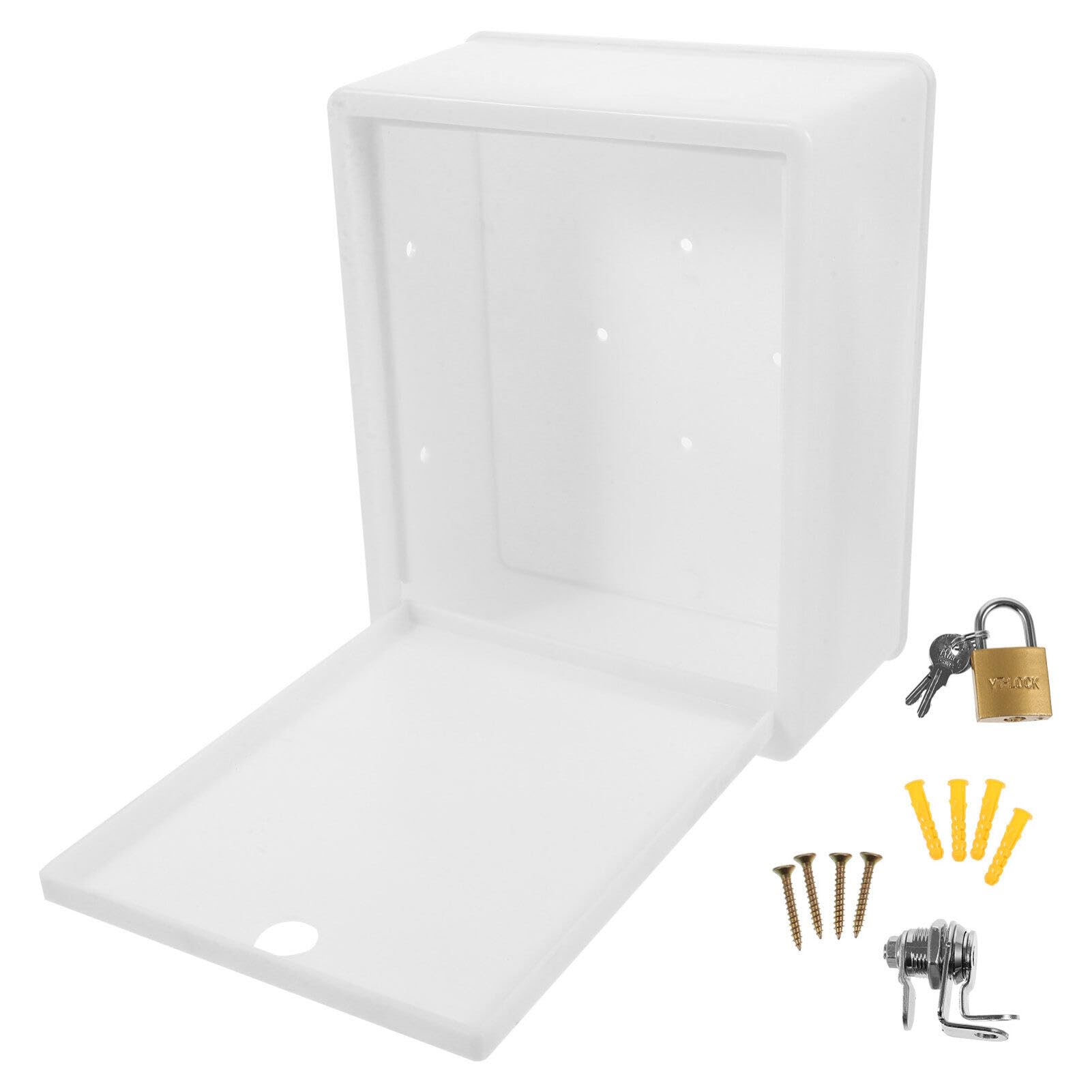 Luxshiny Wall Mounted Milk Box with Lock, Lockable Plastic Milk Bottle Holder and Letter Box