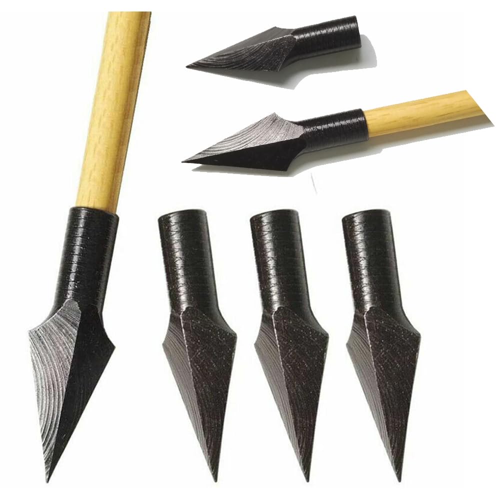 PYMUST 6 Unidades de Puntas de Flecha para Tiro con Arco Puntas Tradicionales de Caza para Flechas de Madera y bambú Puntas para Tiro al Blanco