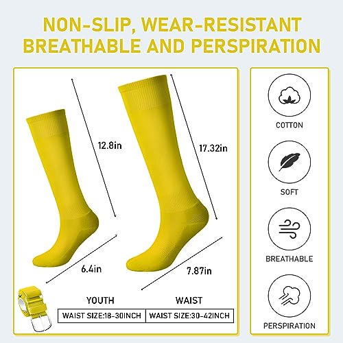 Image of Zhanmai Baseball Belt and Socks Combo, Adjustable Elastic Belt and Softball Socks, Multiple Sizes for Youth Boys Girls, Adult