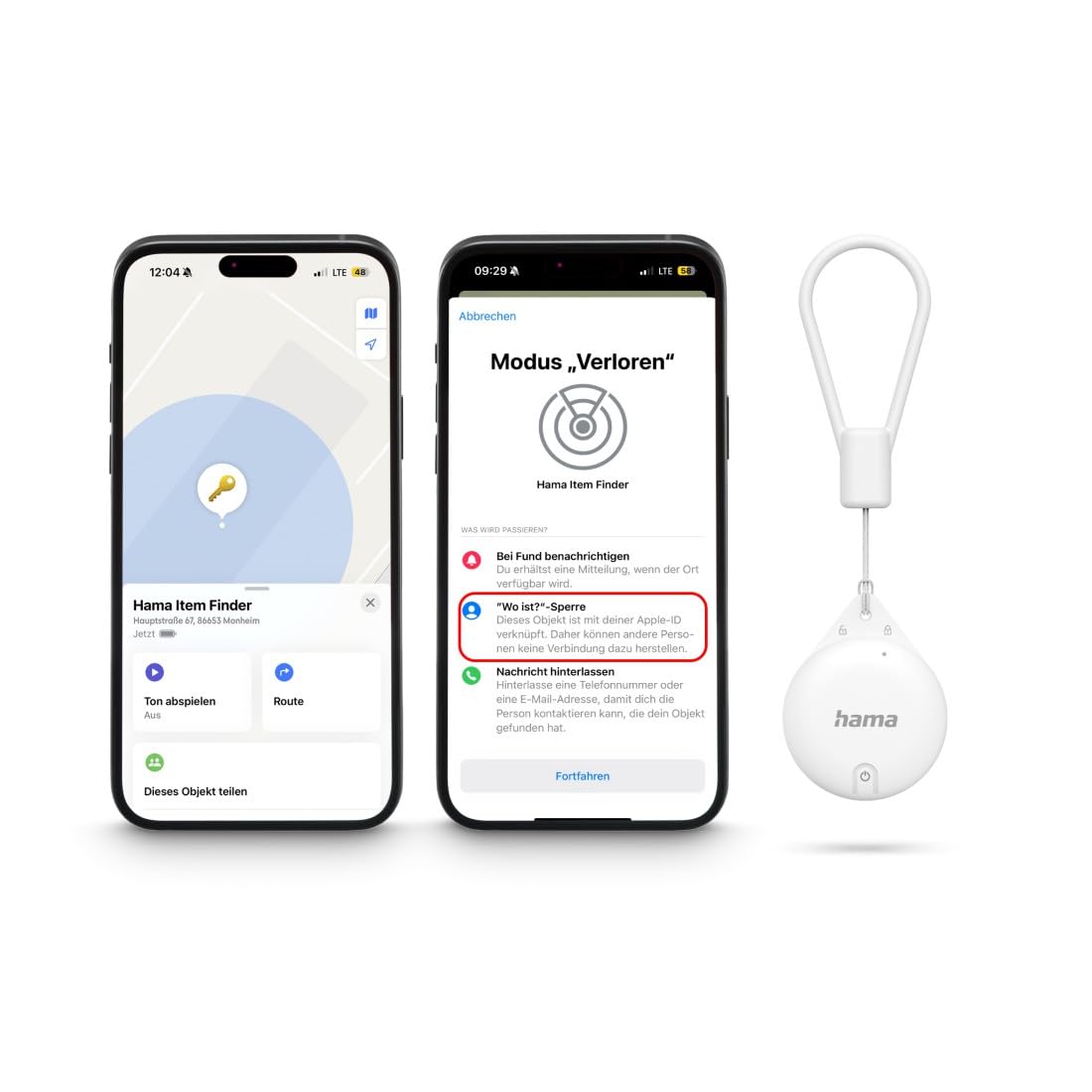 Hama Trova chiavi per Apple Where is App, 4 pezzi (Key Finder con Bluetooth, allarme, telefono cellulare Key Finder per chiavi, portafoglio, bagagli, animali, iOS, iPhone, iPod, iPad, cella a pulsante