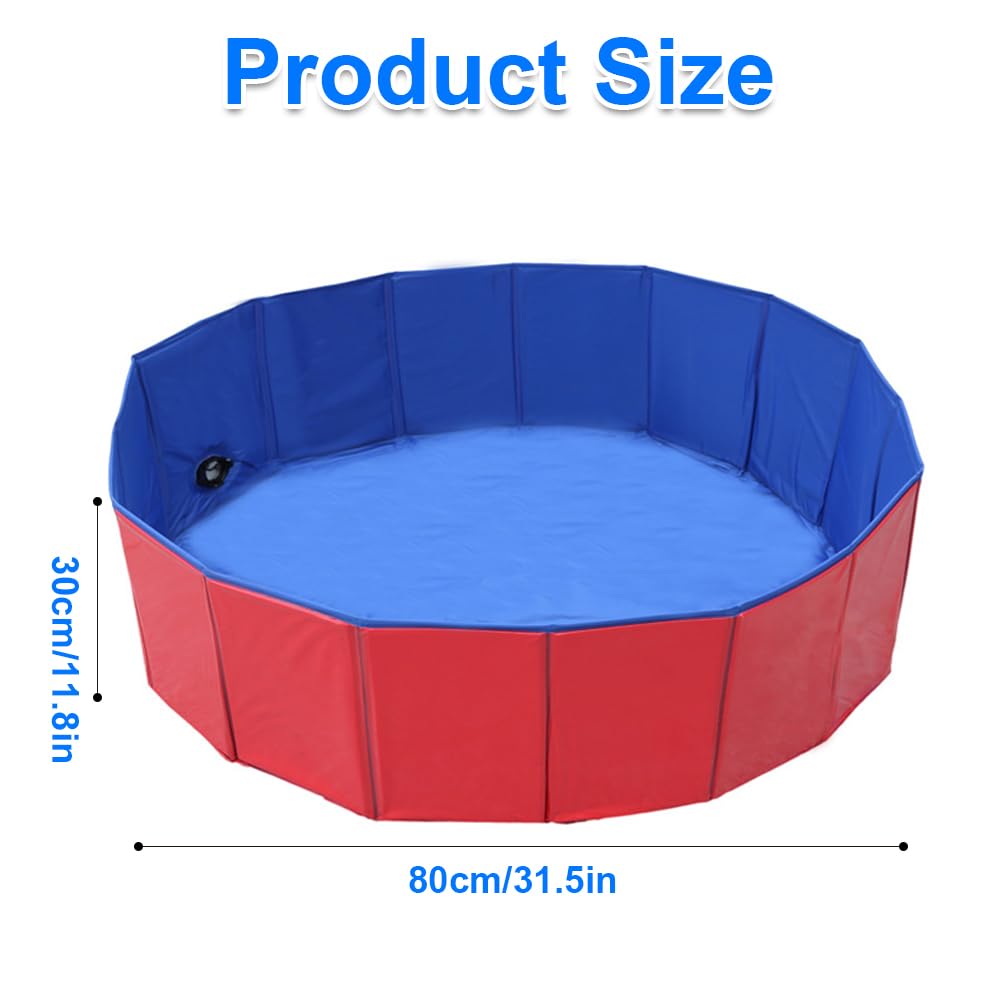Piscina per cani, 80 x 30 cm, pieghevole, con valvola di scarico, antiscivolo, per cani di piccola taglia, gatti