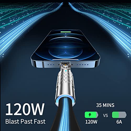 Image of Roktry 180 Rotating Fast Charge Cable, 1.8m USB Cable Charging Fast Charge Cable, Flexible Rotary Connector for Type-c Micro-USB, for Home, Office, Car 120W Type C Charging Cords,Phone Fast Charging