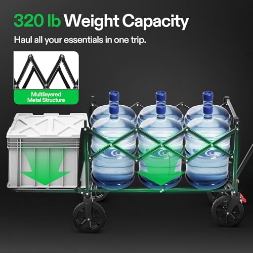 VIVOSUN Vagão dobrável com porta traseira, 150 kg, utilitário externo com rodas para todo o terreno,