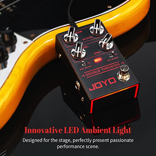 Image of JOYO Bass Overdrive Guitar Pedal, Blend Control with Mid & Gain Boost Switches, Tone /Volume /Gain Knobs, Bypass (DOUBLE THRUSTER R-28)