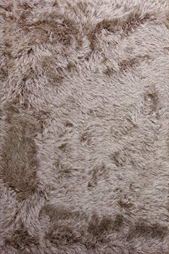 floor factory Hochflor Shaggy Teppich Prestige Hellbraun 140x200 cm - superweicher Flauschiger...