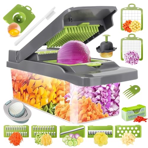 Vegetable Chopper Vegetable Cutter Mandoline Vegetable Slicer - Veggie Onion Potato Salad Food Chopper Manual-Veg Chopper and Dicer/Julienne- Kitchen Tools & Gadgets, Includes a Free Egg Cutter.