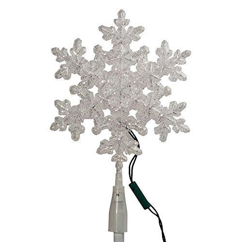 Kurt Adler UL 10-Light LED Snowflake Treetop, White/Blue
