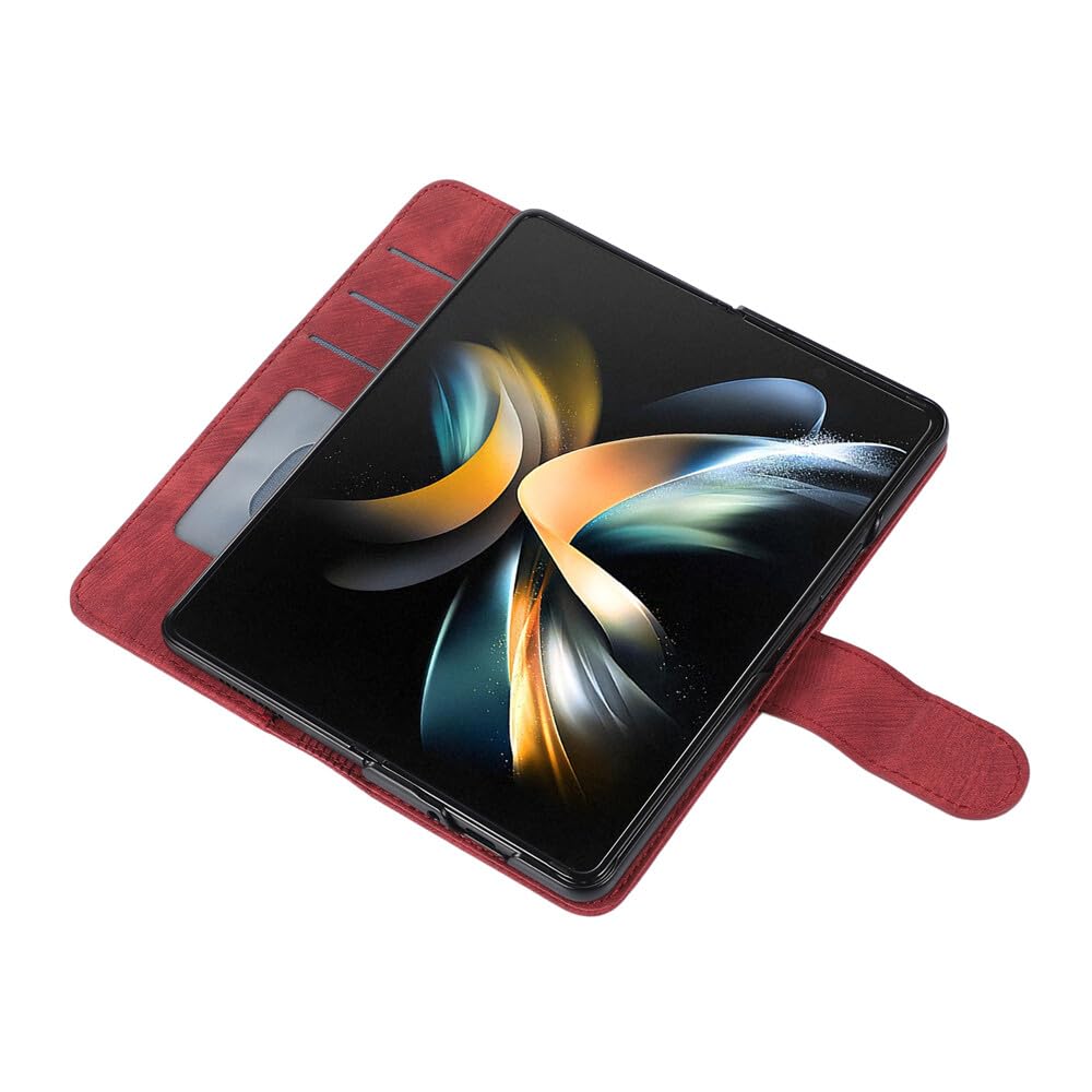 Generic etui kompatybilne z Samsung Galaxy Z Fold 8 Ultra (kolor: niebieski) skórzany portfel na karty z klapką uchwyt na długopis retro etui na tył