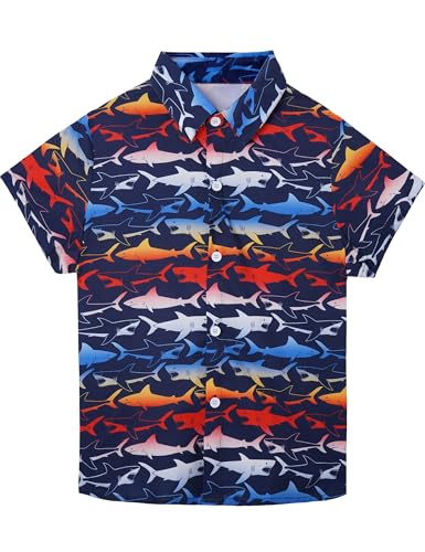 Image of Boys Hawaiian Shirt Kids Button Down Aloha Beach Hawaii Tops 5-14Y