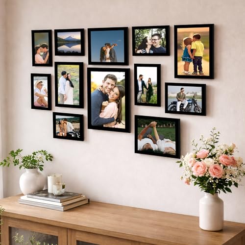 Image of Art Street Nebula photo frame Set of 12 Individual Wall Photo Frames - Black(4X6-7 UNIT, 6X8-4 UNITS, 8X10- I UNIT)