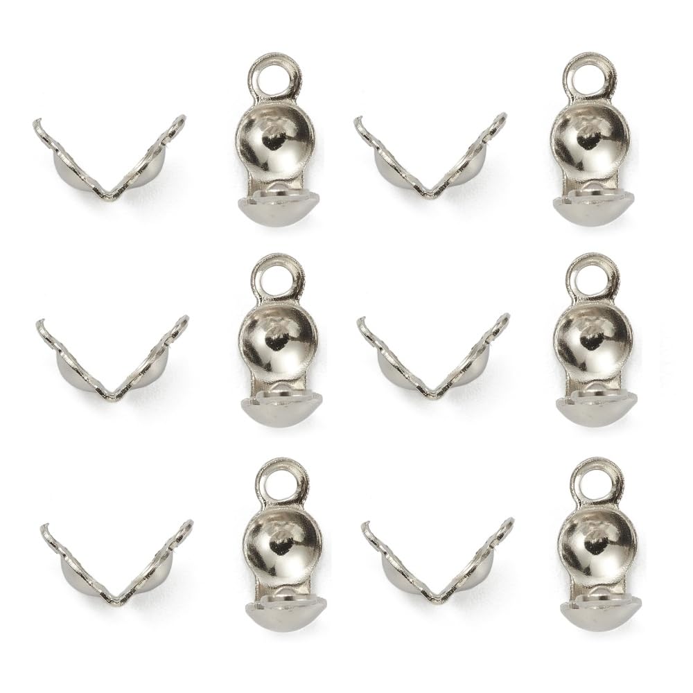 Gelirda 200Pcs Stainless Steel Open Bead Tips 6x3mm Metal Knot Covers End Caps for Jewelry Making Crimp Findings