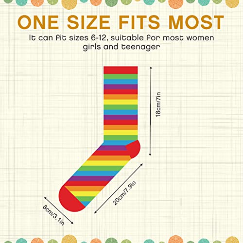 Vicenpal 8 Pairs Rainbow Pride Gay Socks Cotton Colorful LGBT Striped Casual Socks for Men Women Birthday Pride Gifts2