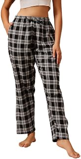Clovia Women's Cotswool Checkered Winterwear Pyjama With Pocket (LB0200D13_Black_XXL) Price In India