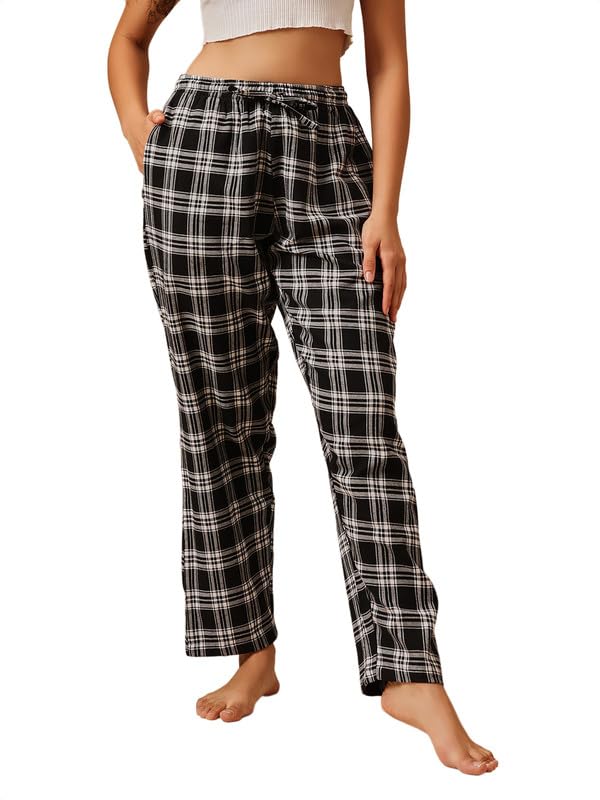 Clovia Women's Cotswool Checkered Winterwear Pyjama With Pocket (LB0200D13_Black_XXL) - Review, Price and Buying Guide