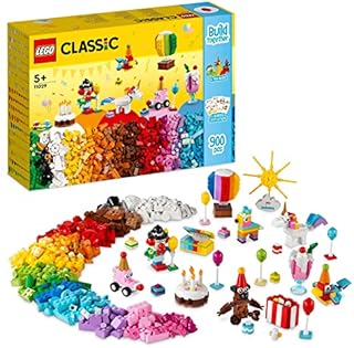 LEGO 11029 Classic Creative Party Box Bricks Set, Family Games to Play Together, Includes 12 Mini-Build Toys: Teddy Bear, Clown, Unicorn, Fun for All Aged 5 Plus