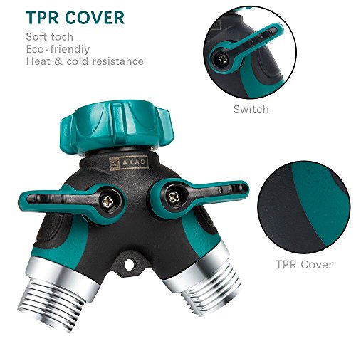 Y Hose Splitter 2 Way, Body Metal Garden Hose Connector With Comfortable Rubberized Grip With Outdoor Faucet, Sprinkler & Drip Irrigation Systems,Bonus Included: 6 Washers (2-Packs) #TOP1