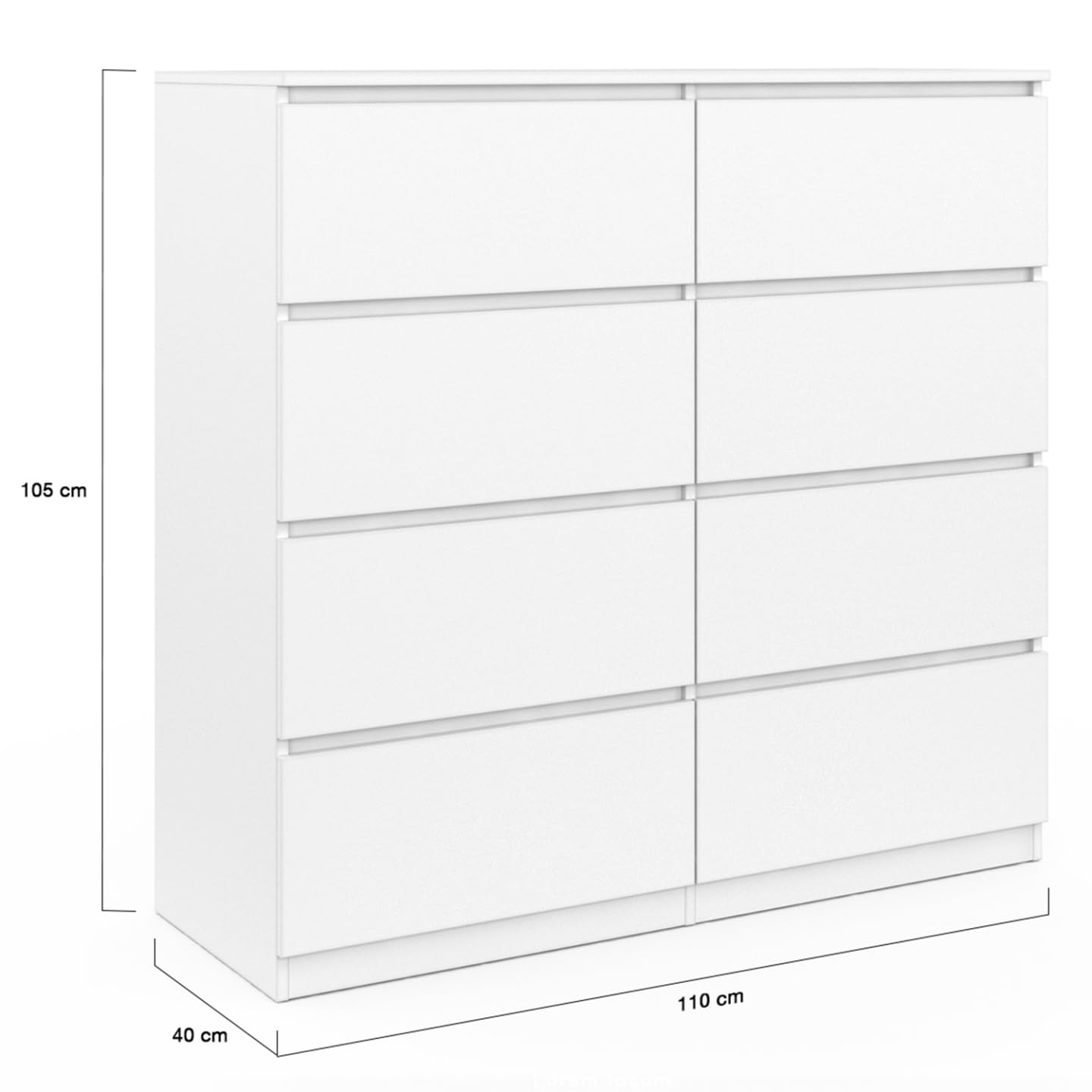 IDMarket - Commode 8 tiroirs TOMI 110 cm Bois Blanc