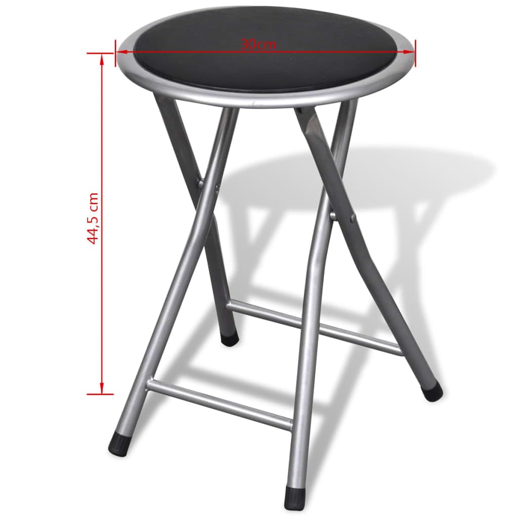 Klappbare Hocker 4 Stk mit Kunstlederbezug, Stahlrahmen, 30x44,5 cm, faltbar, platzsparend und leicht, robust und stapelbar für Küche, Garten, Camping, Büro und Gäste