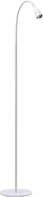 BLACK+DECKER Gooseneck LED Floor Lamp, 54" Height with Weighted Base, White (VLED1824F-WHITE-BD)