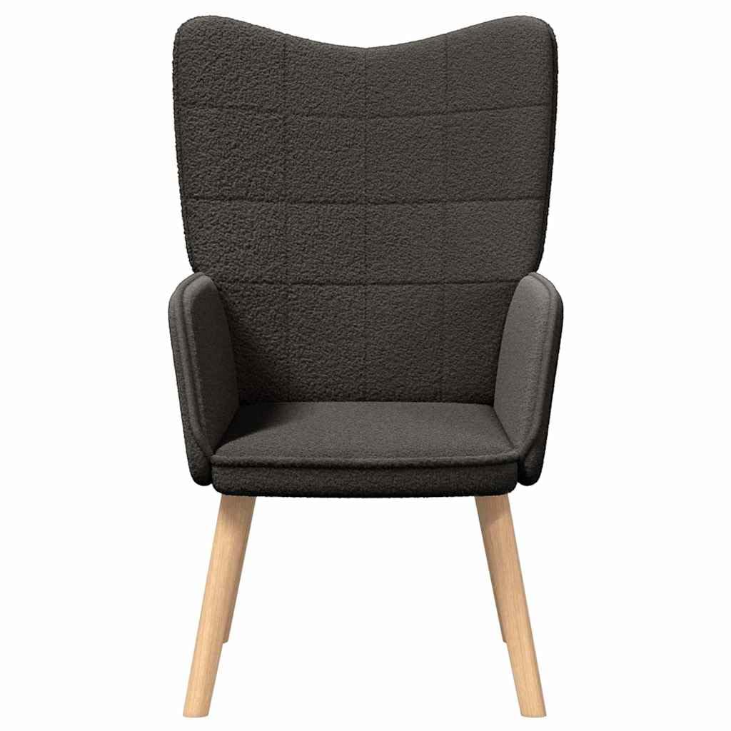 Fotel ciemnoszary, tkanina Sherpa, ergonomiczny fotel wypoczynkowy z nogami z litego drewna, tapicerowany fotel do salonu, sypialni i biura, 62 x 67 x 95,5 cm