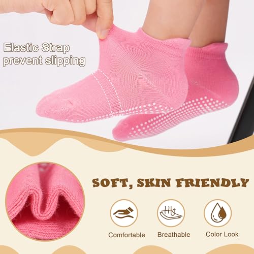 Image of HYCLES Toddler Girl Socks, 12 Pairs Non Slip Ankle Toddler Socks for 1-7 Years Baby Girls Kids