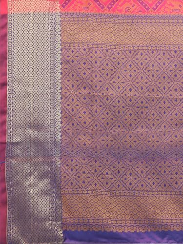 Image of AKHILAM Women's Banarasi silk Ethnic Motif Woven Design Saree With Unstitched Blouse Piece(Pink 2MNSV807 SNK)
