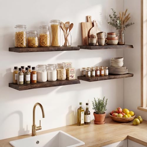 Image of Axeman 30 inch Floating Shelves for Wall Live Edge, Walnut, 2PCs
