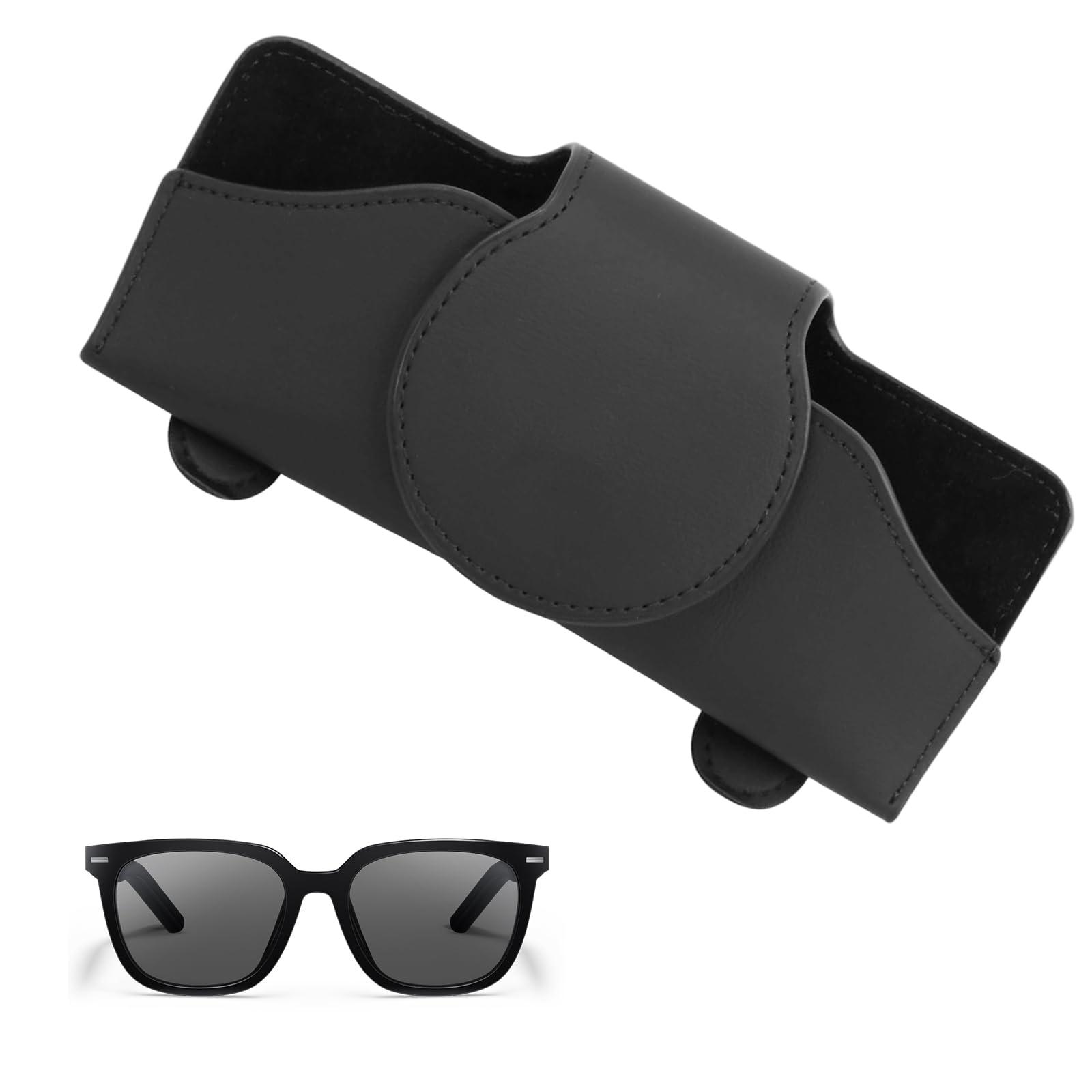 Jinpojun Porte-Lunettes De Voiture, Support De Lunettes De Soleil Pour Véhicule, Magnétique En Cuir Pour Pare-Soleil, Voiture Accessoires De Voiture, 9.5 X 4.5cm - 10