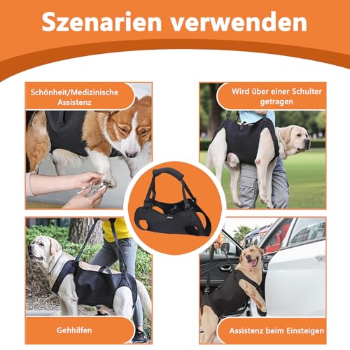 Tragehilfe Hund Groß, Tragegeschirr Hunde Hebegeschirr, Tragehilfe Hund Treppe für Behinderte, Verletzte oder Ältere Hunde (L)