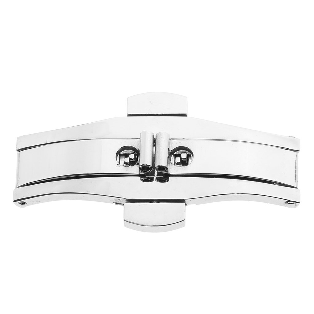 Skkwjege Unisex Silver Stainless Steel Watch Butterfly Deployment Buckle Band Straps Clasps 23X6 Mm